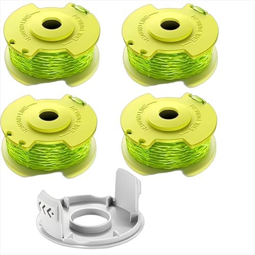 5 stuks reservespoelen voor Ryobi ONE+ grastrimmer 18V/24V/40V - bijgewerkt model met 3,4 m snoer en 2,0 mm diameter - incl. 4 spoelen en 1 deksel