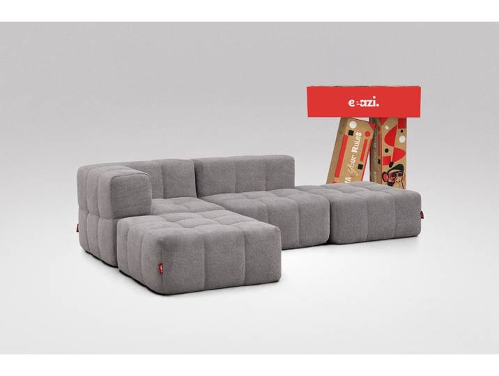 4-tlg. Modulsofa Grau – 1 Eckteil, 1 Mittelteil, 2 Hocker