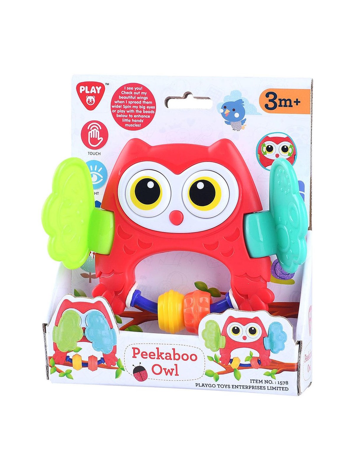 PLAY - Peekaboo Owl Rattle Red