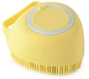 Multisell Products Hub Soft Silicone Pet Bath Brush, Bathroom Puppy Dog Cat Massage Gloves, Safe Grooming Accessories For Pets heart shaped Yellow
