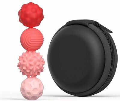 Inspired Finds Magnetic Sensory Fidget Balls Silicone Stress Relief Calming Toy Set 4pcs Red