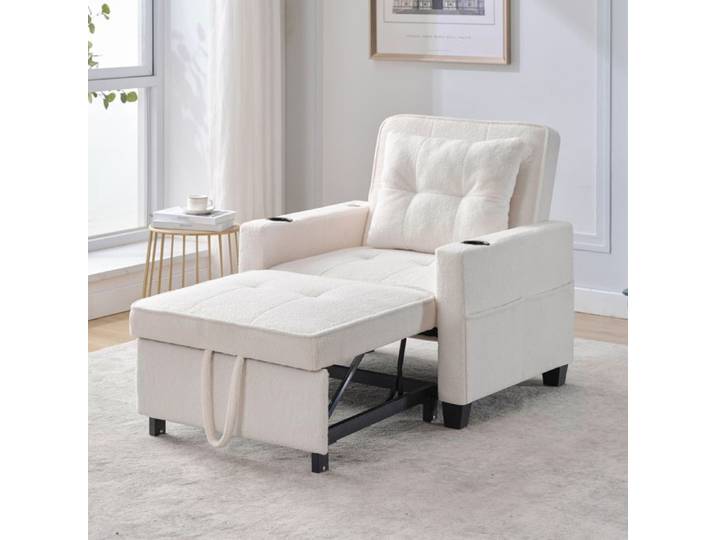 SENVIRO fauteuil convertible 1 place dossier inclinable blanc