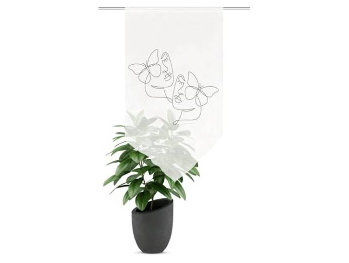 HOME WOHNIDEEN Fensterbehang SYLIA, Schmetterling, Dreiecksabschlus, Farbe:grau, Größe:80 x 40 cm, Anzahl:1x