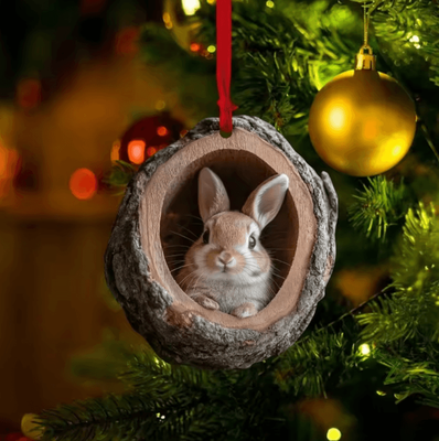 Inspire Curations Cute Woodland Animal Acrylic Ornament Tree Trunk Christmas Hanging Decor ms11695