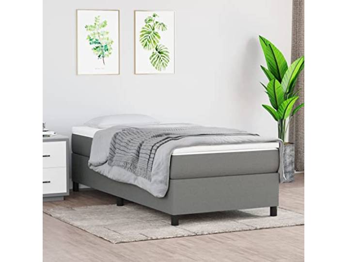 RJPLMFV Lattenrost, Matratze, 90 x 200 cm, Dunkelgrau, Stoff Taschenfedern, mittlere Halterung, Sperrholzlatten, atmungsaktiv, langlebig