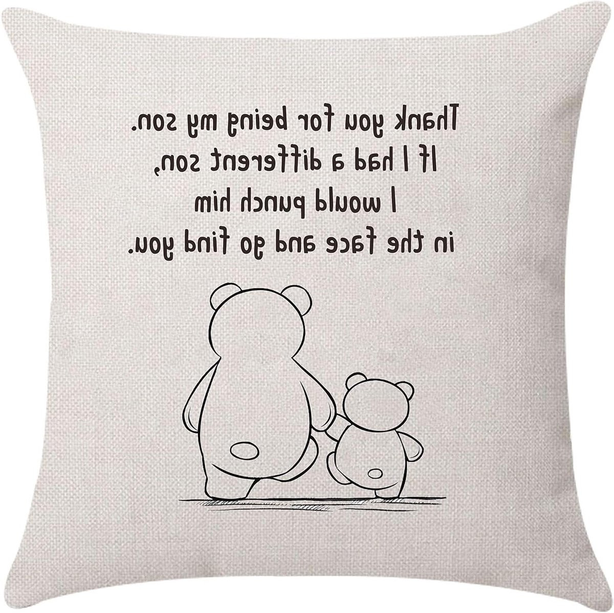 Beige kussenhoes met tekst voor decoratie in de woonkamer, 45 x 45 cm