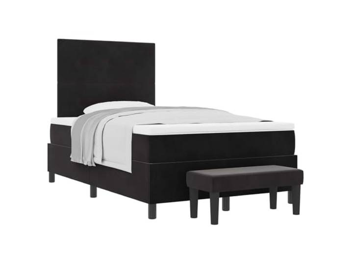 KKgypkn Boxspringbett 120x200 cm mit Matratze, Samt schwarz, modernes Design mit stabilem Holzwerkstoff-Rahmen und mittelfester Schaumstoffmatratze