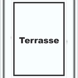 HB-Druck Terrasse Schild mit Text hochkant A0 Rückseite selbstklebend