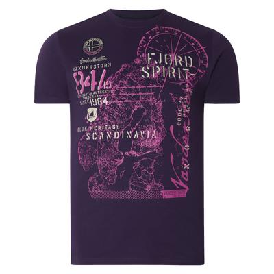 Rundhalsshirt JAN VANDERSTORM "T-Shirt DOMINIK", Herren, Gr. 5XL, lila, Obermaterial: 100% Baumwolle CO., Shirts Rundhalsshirt