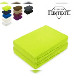 EXKLUSIV HEIMTEXTIL Doppelpack Frottee Spannbettlaken Premium Apfelgrün/Limette 200 x 220 cm