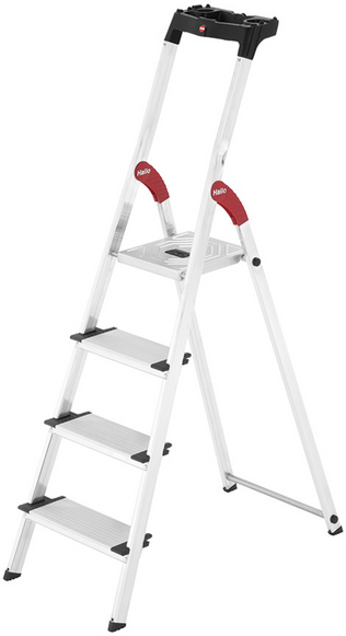 Hailo ProfiStep XXL, 4 Stufen, 1.46 mt - Aluminium-Leiter mit Ständer