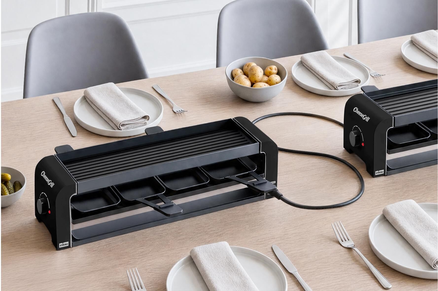 STÖCKLI Raclette "Stöckli CheeseGrill 4 Connect 4 Personen", schwarz, Raclettes, Raclette schwarz Einheitsgröße