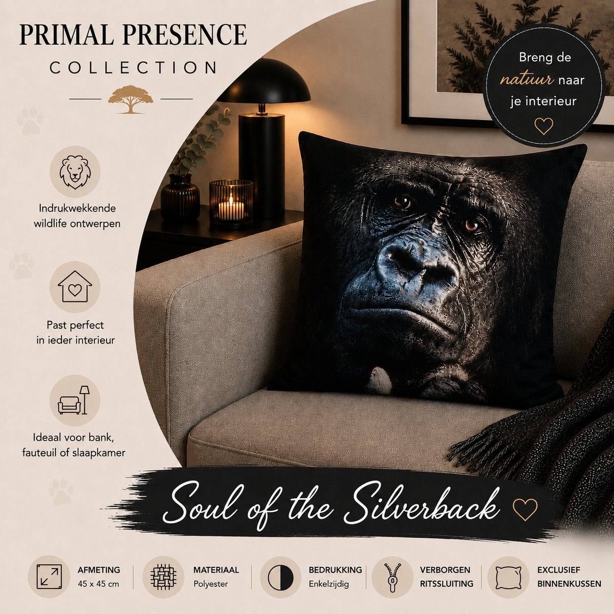 Primal Presence Collection Kussenhoes 45x45 cm
