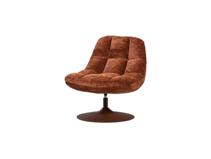 Fauteuil pivotant chenille brun rouille Elvi