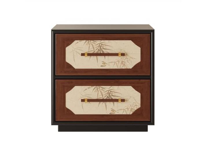xiuling4568 Vintage-Nachttisch mit 2 Schubladen, rustikaler Beistelltisch for Schlafzimmer und Wohnzimmer, leicht zu montierender Akzent (Braun, Kreismuster)