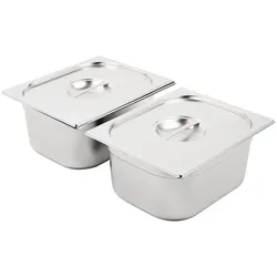 Gastronoble Vogue Edelstahl 1/2 Gastronorm Behälter mit Deckel - 4 Behälter