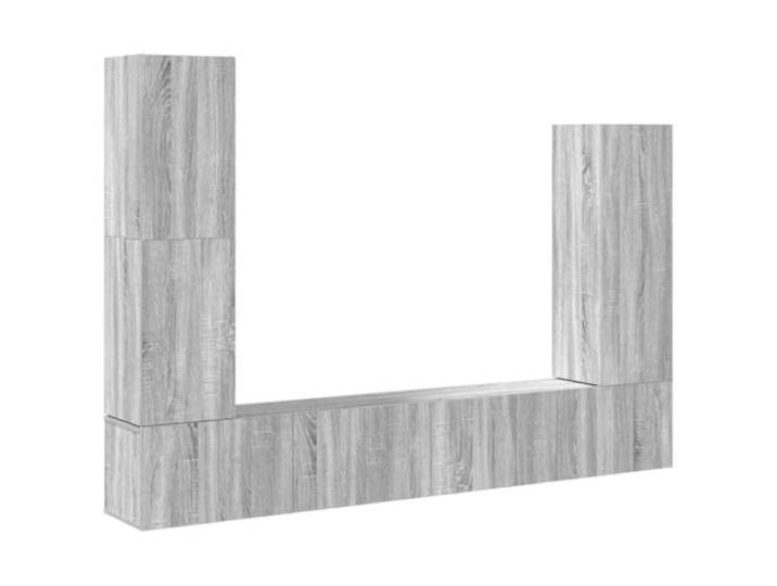 Roanoer 4-TLG TV-Schrank Set Hängend, Hängeboard Grau Sonoma Holzwerkstoff Platzsparende Wandmontage für Wohnzimmer und Schlafzimmer, flexibles TV-Möbel Set mit viel Stauraum in moderner Holzoptik.