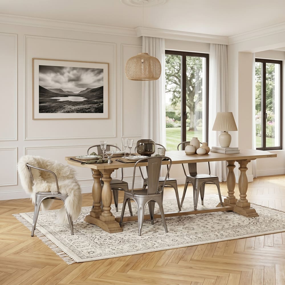 Robin des Bois Table monastère en bois massif style chalet, 8 couverts marron Marron 260x77x90cm