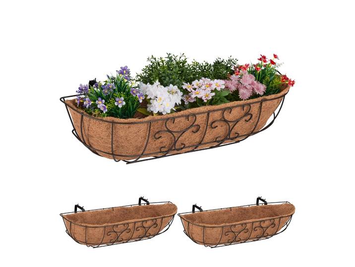 Blumenkasten Balkon 3er-Set Dunkelbraun-Hellbraun