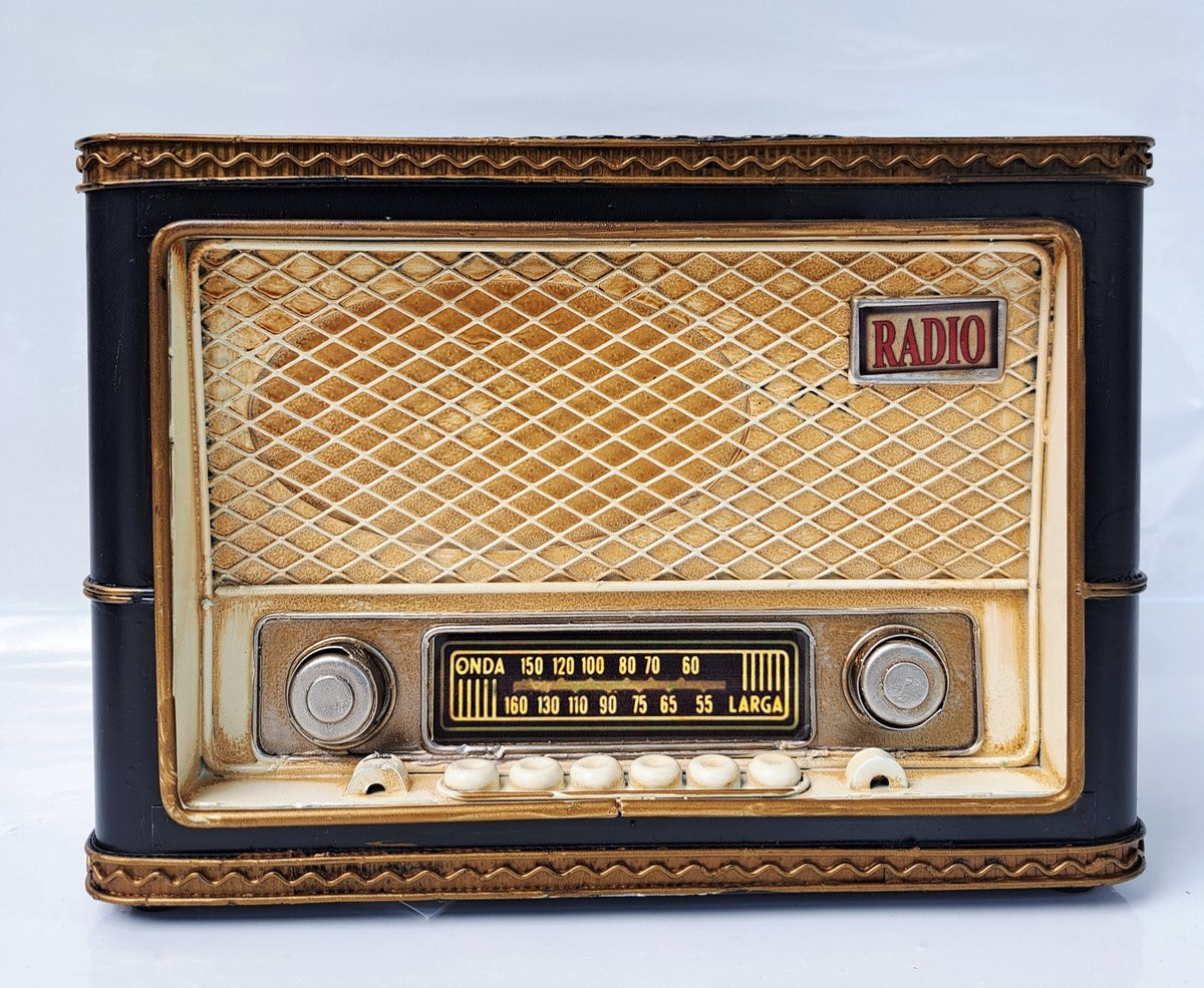 Larga Onda Blikken Radio Spaarpot Decoratie Metaal Lengte: 24 cm