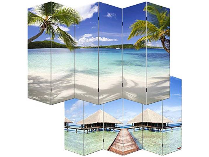 Mendler Foto-Paravent M68-180x240cm, Strand Paravent, Raumteiler, Trennwand, MVG-Zertifiziert