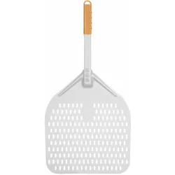 Hendi, Pizza Zubehör, Pizzaschaufel - gelocht Al kurzer Griff 710x355 mm
