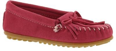 Minnetonka Girls' Kilty Suede Moc - 10 Toddler Pink Slip On Medium