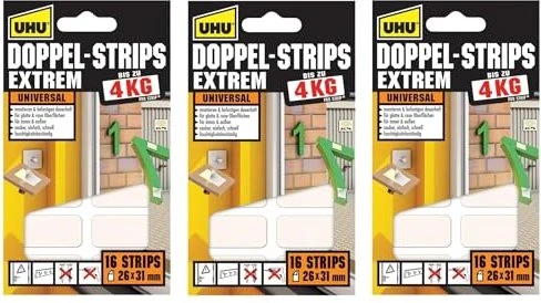 UHU EXTREM Klebestreifen für max. 4,0 kg 26,0 x 31,0 mm, 16 St.