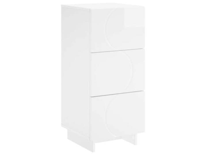 Foknhdi Sideboard Hochglanz Weiß 33.5 x 34.5 x 75 cm Kommode 3 Schubladen Kompakter Beistellschrank für Flur oder Schlafzimmer mit variablen Fächern und pflegeleichter Oberfläche.