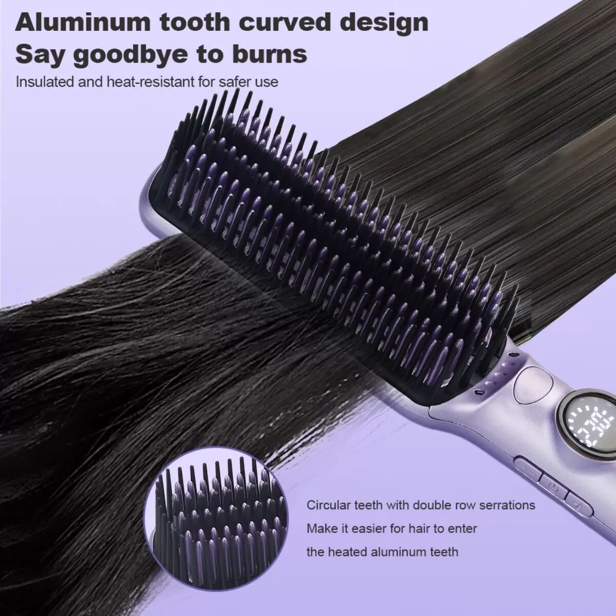 INF Brosse Lissante à Air Chaud et Froid - Technologie Céramique et Ionique Violet