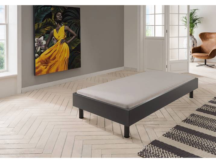 Futonbett Easy - Liegehöhe 55 cm 90 x 200cm Spanplatte foliert Grau/Graphit Schwarz