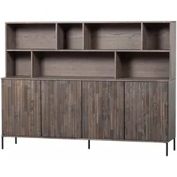 Wandschrank Gravure aus Eschenholz, modern skandinavisch, Espresso, Push-to-Open, höhenverstellbare Fächer