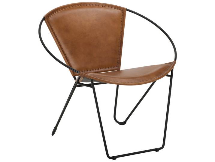 Landscape Sessel, Braun, Schwarz, Metall, Echtleder, Vintage-Leder, Lederoptik, 68 cm, Wohnzimmer, Sessel, Sonstige Sessel