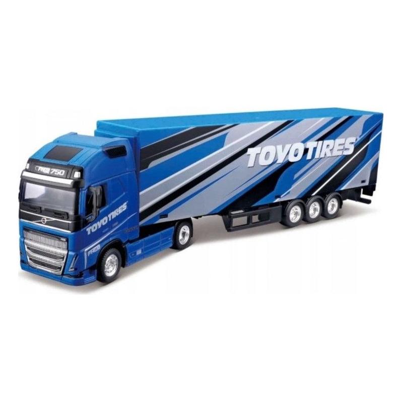 Bburago Diecast 1:43 Hauler with Trailer Car Volvo FH16 Toyo Edition Blue Ages 3+ 18-31461 (51132356)