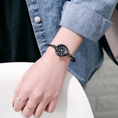 Quick Pick Pro Aurelia Gold Bangle Watch For Women Retro Quartz Bracelet Watch With Stainless Steel Chain roma Black black