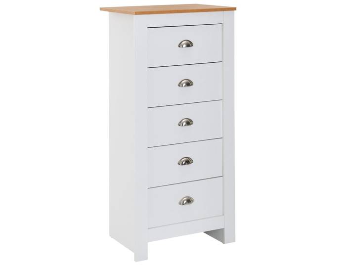 Commode à 5 tiroirs en aggloméré, blanc