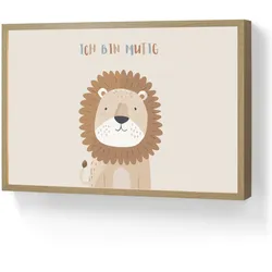 WANDLEUCHTE MIT AKKU Löwe - Beige - Tier - Mutig - Zitat Beleuchtung 60x40 cm Wandlampe