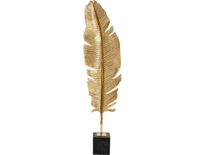 Dekoobjekt KARE DESIGN Feather One 147 , gold, B:36cm H:147cm T:17cm, Polyresin, Dekofiguren, Dekoobjekt