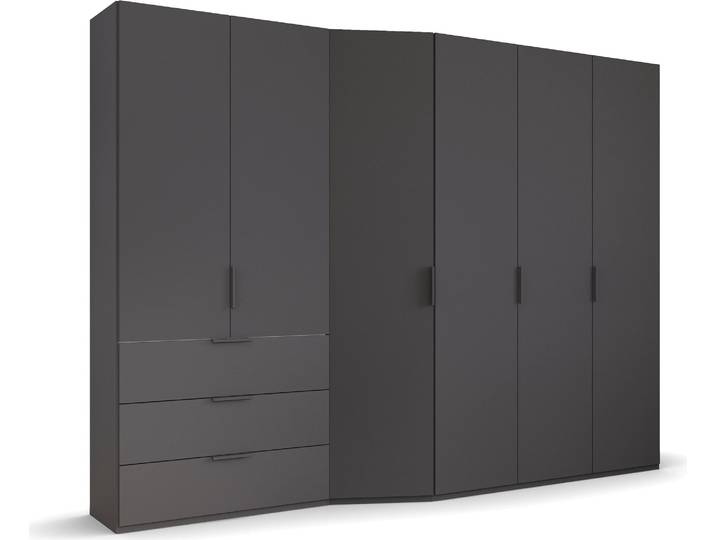 Drehtürenschrank, Holzwerkstoff, Grau (Graphit), 297×222×60 cm, Mit Soft-Close-Funktion, Modern, Rauch