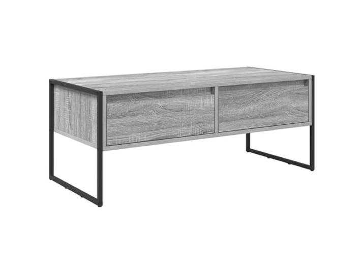 Couchtisch, rechteckig, Grau, Sonoma, Holz, Technik, Füße aus Stahl, 100 x
