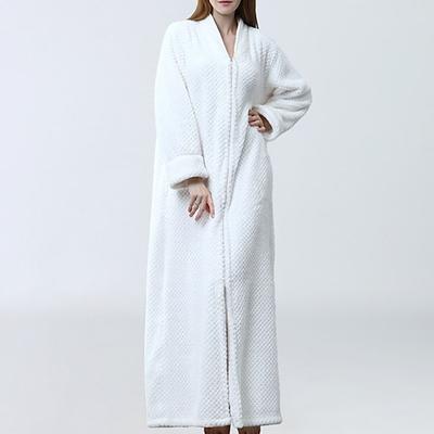Damen-Fleece-Bademäntel, flauschig, flauschig, warm, Pyjama-Kleid, Bademantel, Nachthemd, 1 Stück, reine Farbe, Plüsch, schlicht, bequem, für zu Hause, tägliches Bett, Korallensamt, warm,