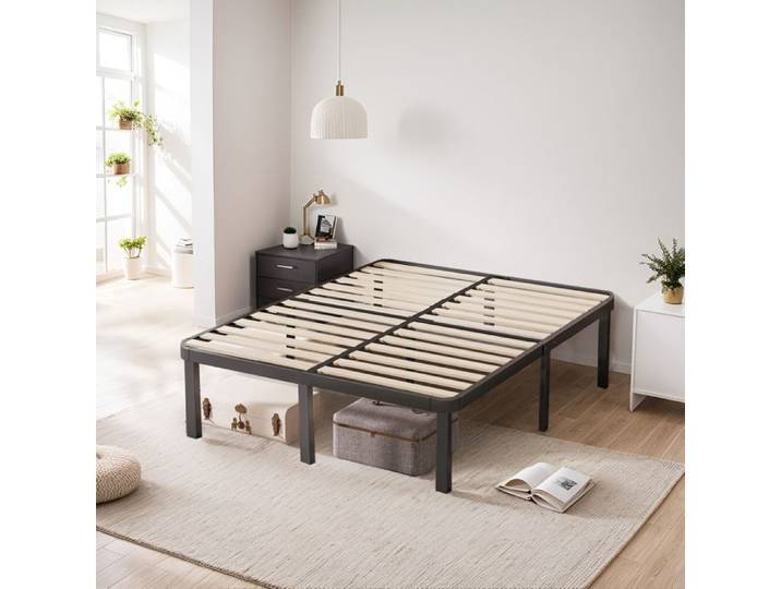 Sleivant - Sommier 160x200cm avec 9 Pieds Lit avec Sommier à Lattes pour Adulte 28 Lattes Montage Rapide et Facile