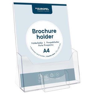 Europel Prospekthalter 350073, mit Visitenkartenfach, Tischprospekthalter, 1 x A4