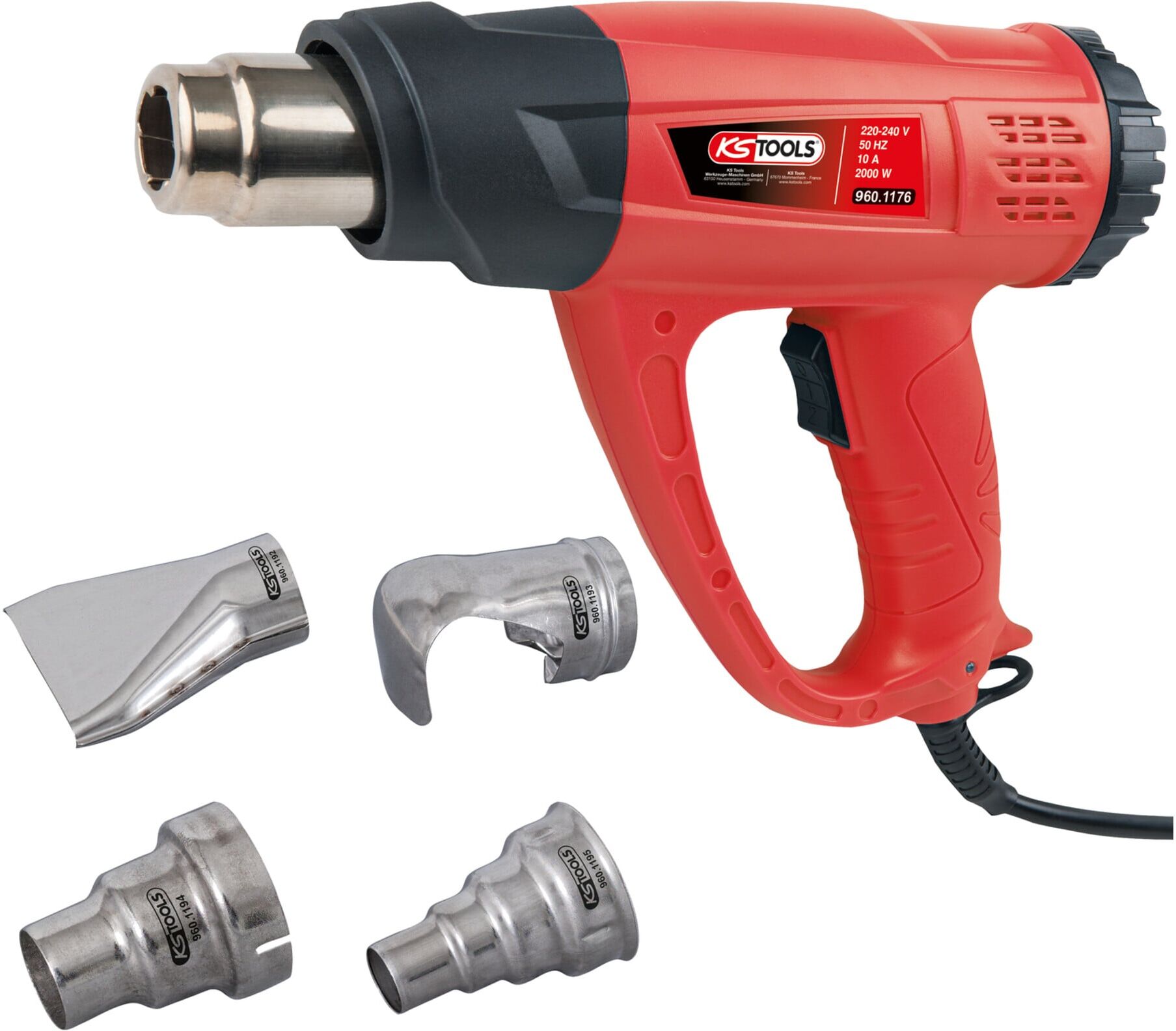 KS Tools Heißluftgebläsepistolen-Satz, Digital, 5-teilig (960.1175)