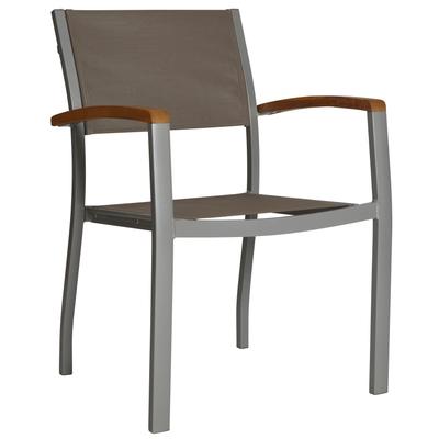 Gartenstuhl MERXX "Monaco", grau, B:59cm H:85cm T:56cm, Stühle, Gartenstuhl, Armstützen aus Akazie, stapelbar