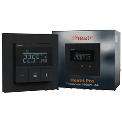 Heatit Pro Thermostat (Black Matt), Thermostat, Schwarz