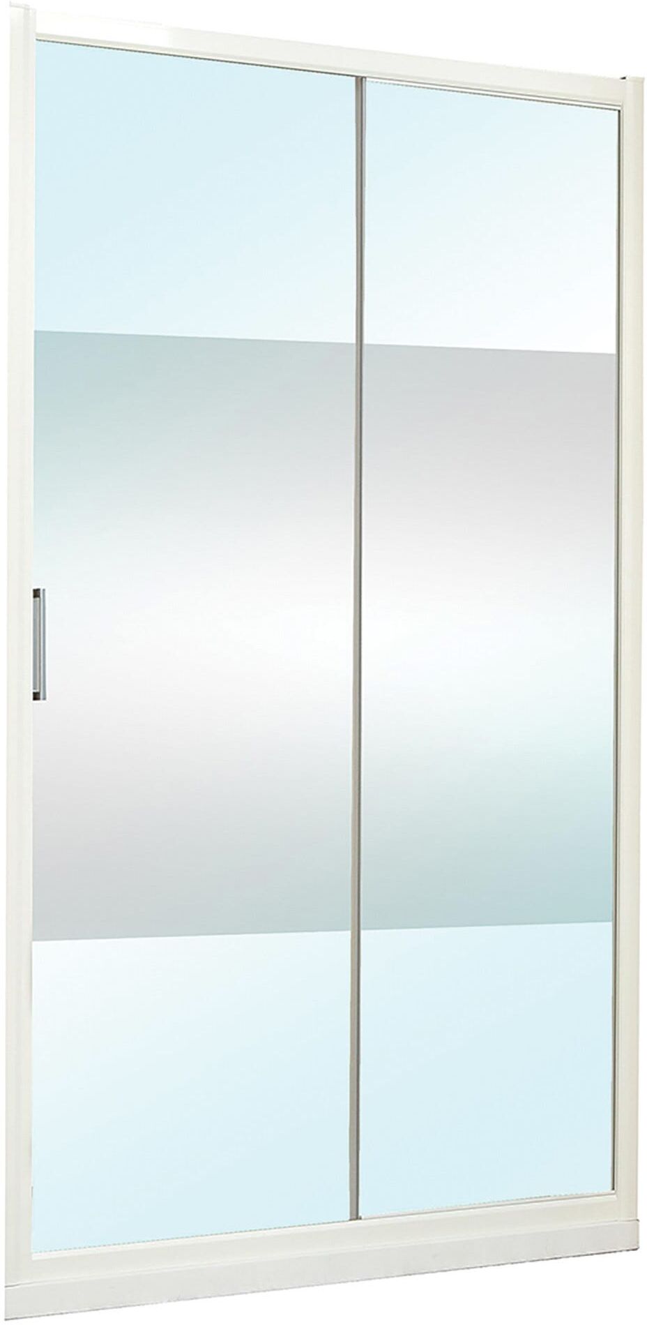 Tecnomat PORTA DOCCIA VITA SCORREVOLE 108-113H195 VETRO TEMPERATO SERIGRAFATO 6 mm ARGENTO LUCIDO