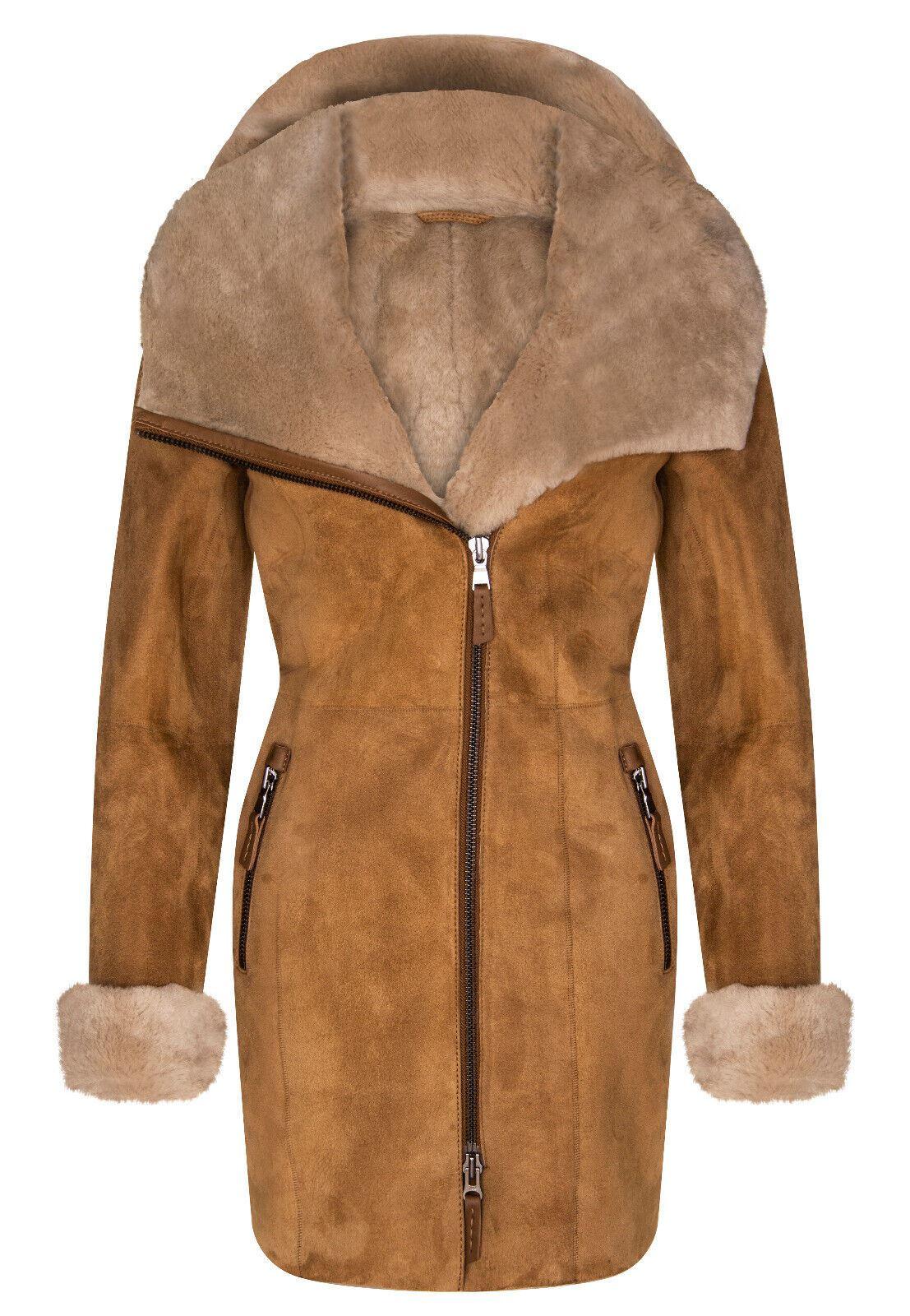 Damen-Kapuzenmantel aus Merino-Schaffell-Antioch