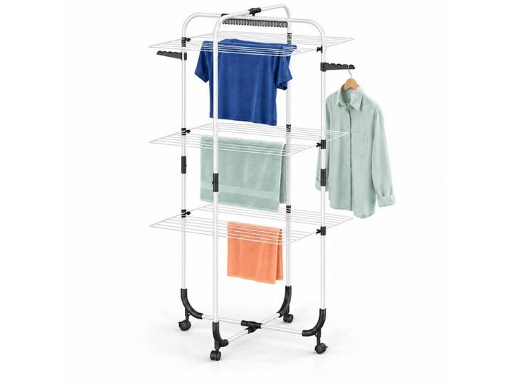 Relaxdays Wäscheständer Turm rollbar