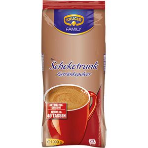 Krüger Kakao Schokotrunk Getränkepulver, 14,9% Kakaogehalt, für Kaffeeautomaten, 1 kg